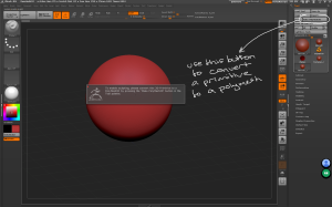 use the Make PolyMesh3D button to convert primitive objects into polymeshes that can be sculpted.